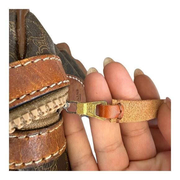 Celine Macadam Boston Bag Vintage Brown 2 Handle Classic Monogram Purse Handbag - Picture 11 of 16